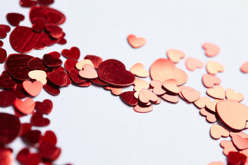 heart confetti background on the white