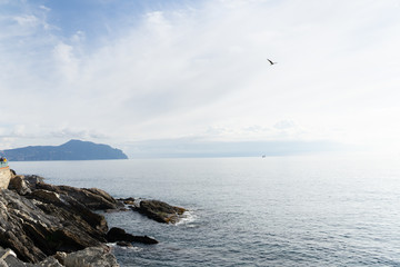 Fototapeta na wymiar Genova Nervi is a rustic seaside Italian town in Italian Riviera