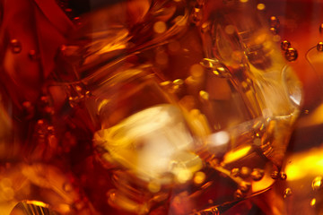 cola with ice cubes, macro