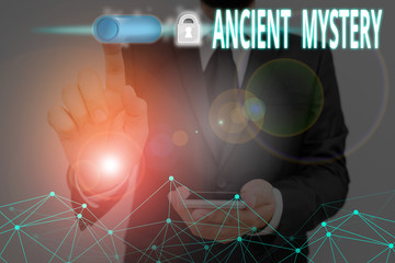 Text sign showing Ancient Mystery. Business photo text anything that is kept secret or remains...