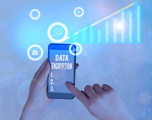 Handwriting text Data Encryption. Conceptual photo Conversion of data into code for compression or...