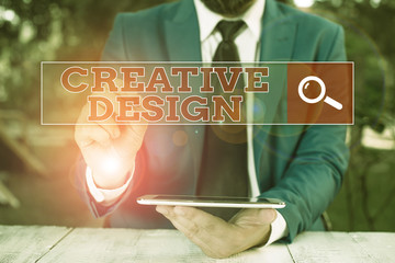 Text sign showing Creative Design. Business photo showcasing subset of visual communication and...