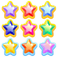 Obraz premium Colorful star shaped gemstone icons