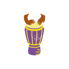 Hands banging drum instrument vector design