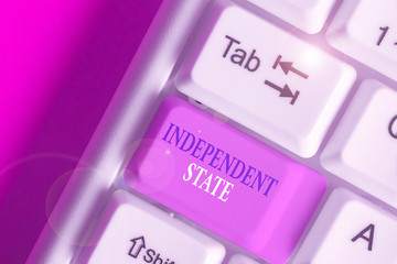 Text sign showing Independent State. Business photo text ability of the state to be independent and...
