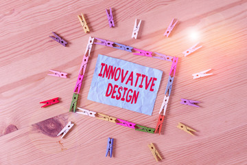 Conceptual hand writing showing Innovative Design. Concept meaning application of better solutions...