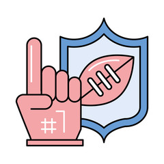 Obraz premium american football sport balloon in shield and first glove