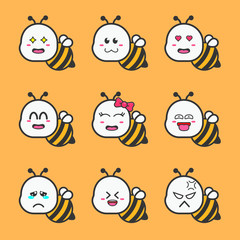 Cute Honey Bee Mascot Design Set
