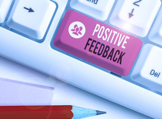 Text sign showing Positive Feedback. Business photo showcasing good and great comments coming from...