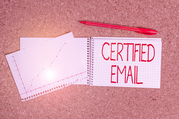 Conceptual hand writing showing Certified Email. Concept meaning email whose sending is certified...