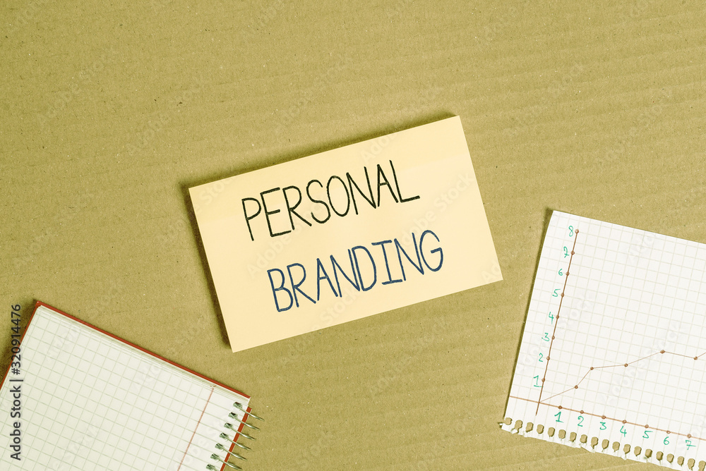 Poster writing note showing personal branding. business concept for process of creating a recognizable prof