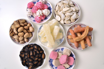 Arrangement Chinese New Year candies China color images