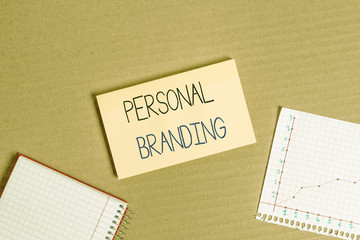 Writing note showing Personal Branding. Business concept for process of creating a recognizable...