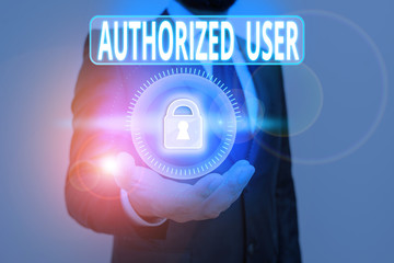Handwriting text Authorized User. Conceptual photo demonstrating granted permission to access or...