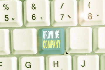 Word writing text Growing Company. Business photo showcasing generates significant positive cash...
