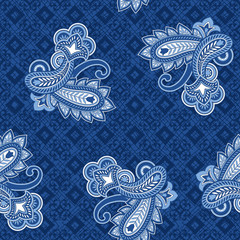 Seamlessly repeating paisley pattern wih textured background