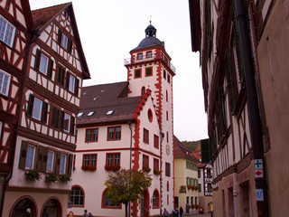 Altstadt mit Rathaus von Mosbach im Odenwald