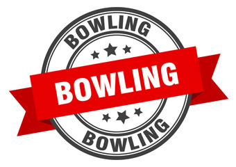 bowling label. bowlinground band sign. bowling stamp
