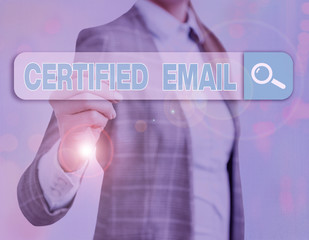Text sign showing Certified Email. Business photo text email whose sending is certified by a...