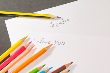 palabra escrita , te quiero , i love you