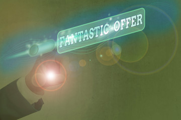 Text sign showing Fantastic Offer. Business photo text the seller accepts offers and is willing to...