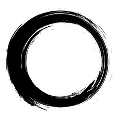 Vector brush strokes circles of paint on white background. Ink hand drawn paint brush circle. Logo, label design element vector illustration.