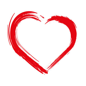 Heart . Grunge stamps, heart brush painting isolated on white background. Distressed symbols. Textured Valentine's Day signs. Vector illustration.