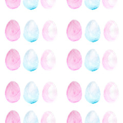 Watercolor Seamless hand illustrated pattern with easter eggs