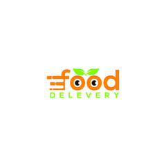Food Delivery With Leaf Logo. Fast Food Logo Vector Icon