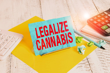 Text sign showing Legalize Cannabis. Business photo text law which legalized recreational cannabis...