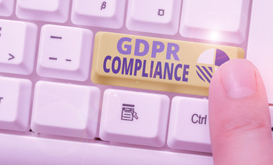 Text sign showing Gdpr Compliance. Business photo showcasing protection and privacy of the European...