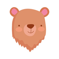 cute bear animal face cartoon character on white background