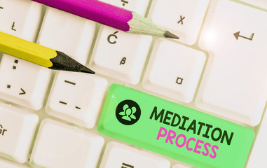 Text sign showing Mediation Process. Business photo text informal and flexible dispute resolution...