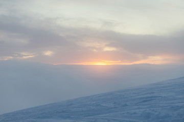 Fototapeta na wymiar Polar night. Sun gets close to the horizon, but not rise