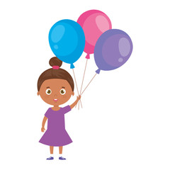 cute little girl afro with balloons helium vector illustration design