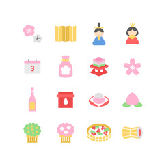 ひな祭りのイラストアイコンセット