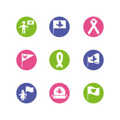 Icon set of zero discrimination day vector design