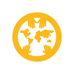 Isolated help hands and world vector design