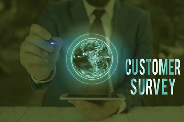 Conceptual hand writing showing Customer Survey. Concept meaning source to obtain information about...