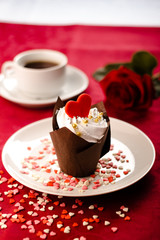 Sweet love cupcakes,,valentines day concept and selrctive focus