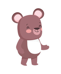cute brown bear cartoon character on white background