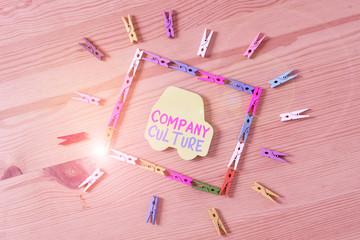Text sign showing Company Culture. Business photo text pervasive values and attitudes that...