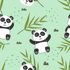 Adorable little panda seamless pattern