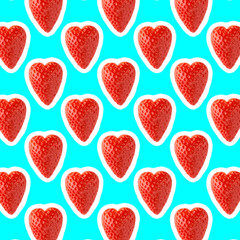 seamless food pattern with fresh fruit on light cyan background