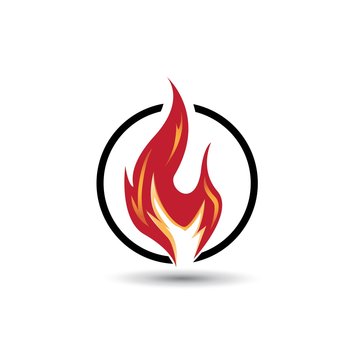 Fire in the circle.hot flame logo design illustration