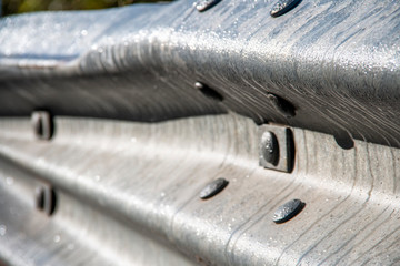 Closeup of metal guard rail