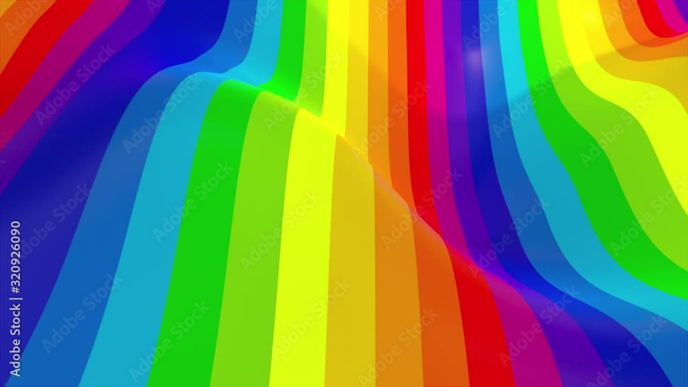 Poster multicolored elegant wavy lines. computer generated surface with rainbow colors, 3d rendering