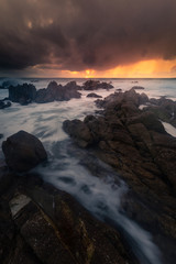 Monterey coast at sunset, California, United States.