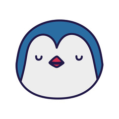 cute penguin face cartoon character on white background