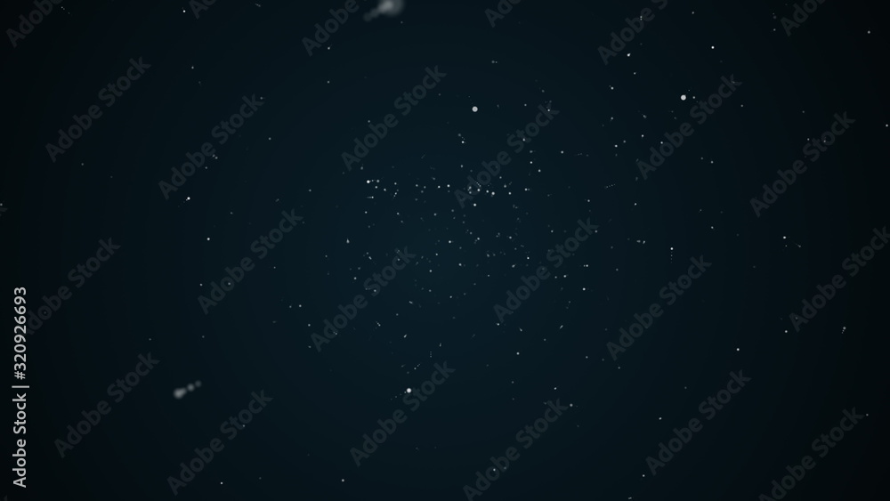 Poster active microorganism cells under microscope in rapid and random motion on dark background.